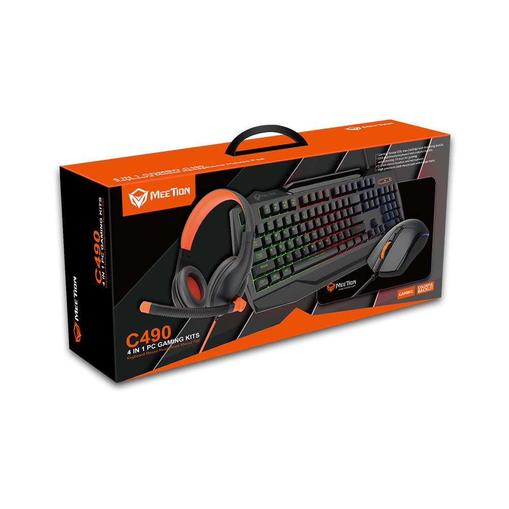 Set Gaming Meetion C490 Wired Tastierë+Maus+Kufje+Mauspad - Zezë - 2
