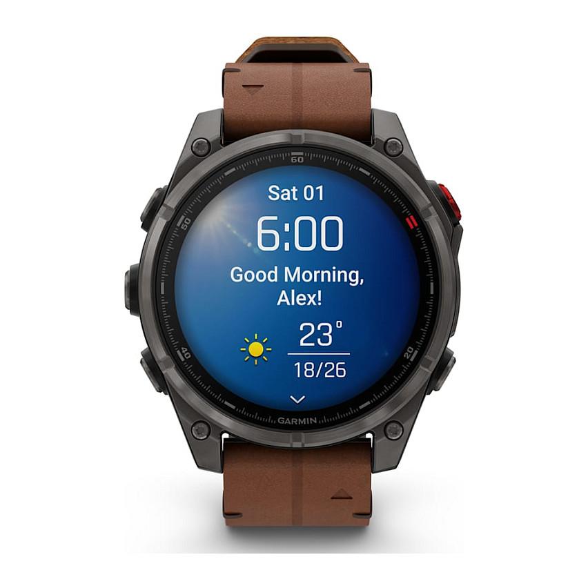 Orë e Mençur Garmin fēnix 8 Pro, 47mm, AMOLED, Sapphire, GPS, LTE, Rrip Lëkure - Kafe - 5