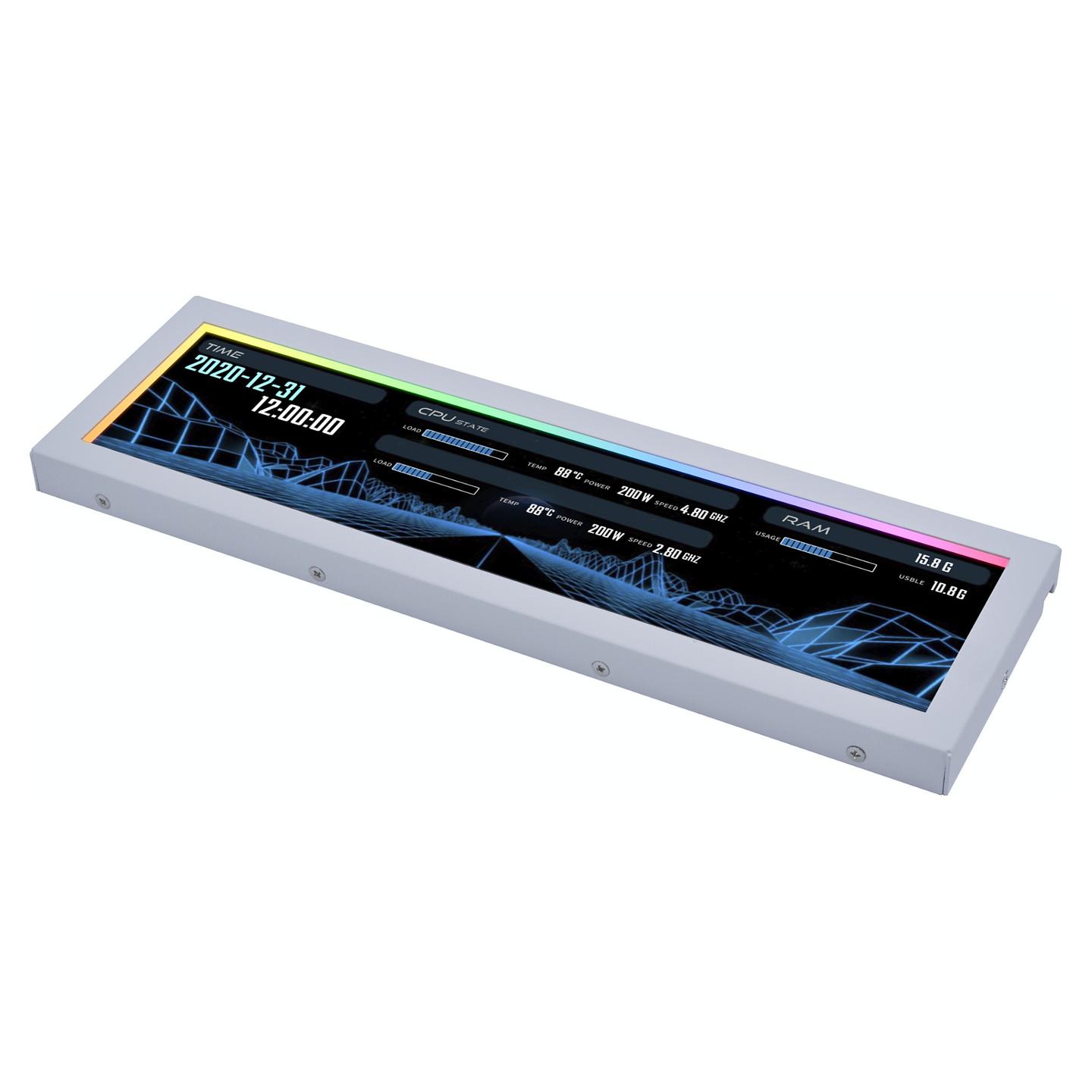 Ekran LCD Universal për Kasë Lian Li SM088W, 8.8", 1920×480, IPS, 60Hz, ARGB - Bardhë - 2