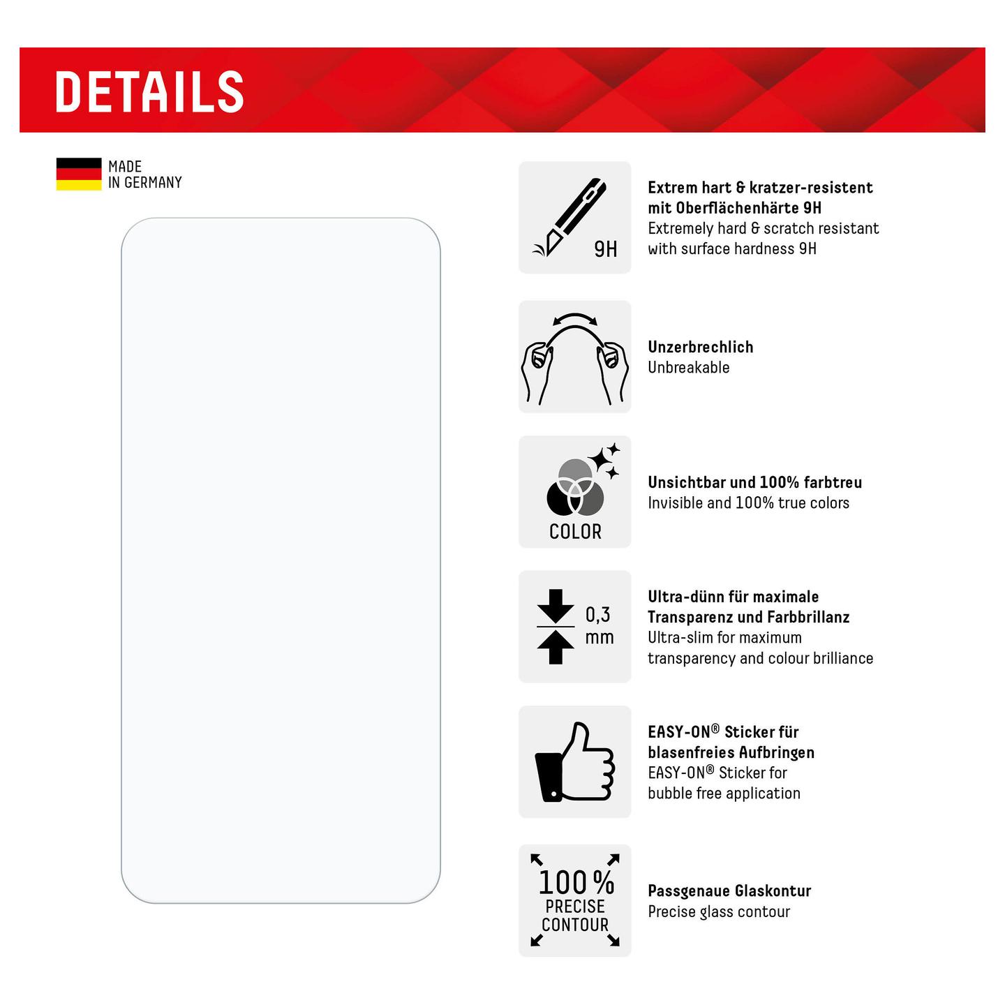 Mbrojtës Ekrani DISPLEX Smart Glass 01943 / Samsung Galaxy A35, A55 5G / Xham 9H / 0.3 mm / Full Adhesive / 92% Transparencë - Transparent - 2