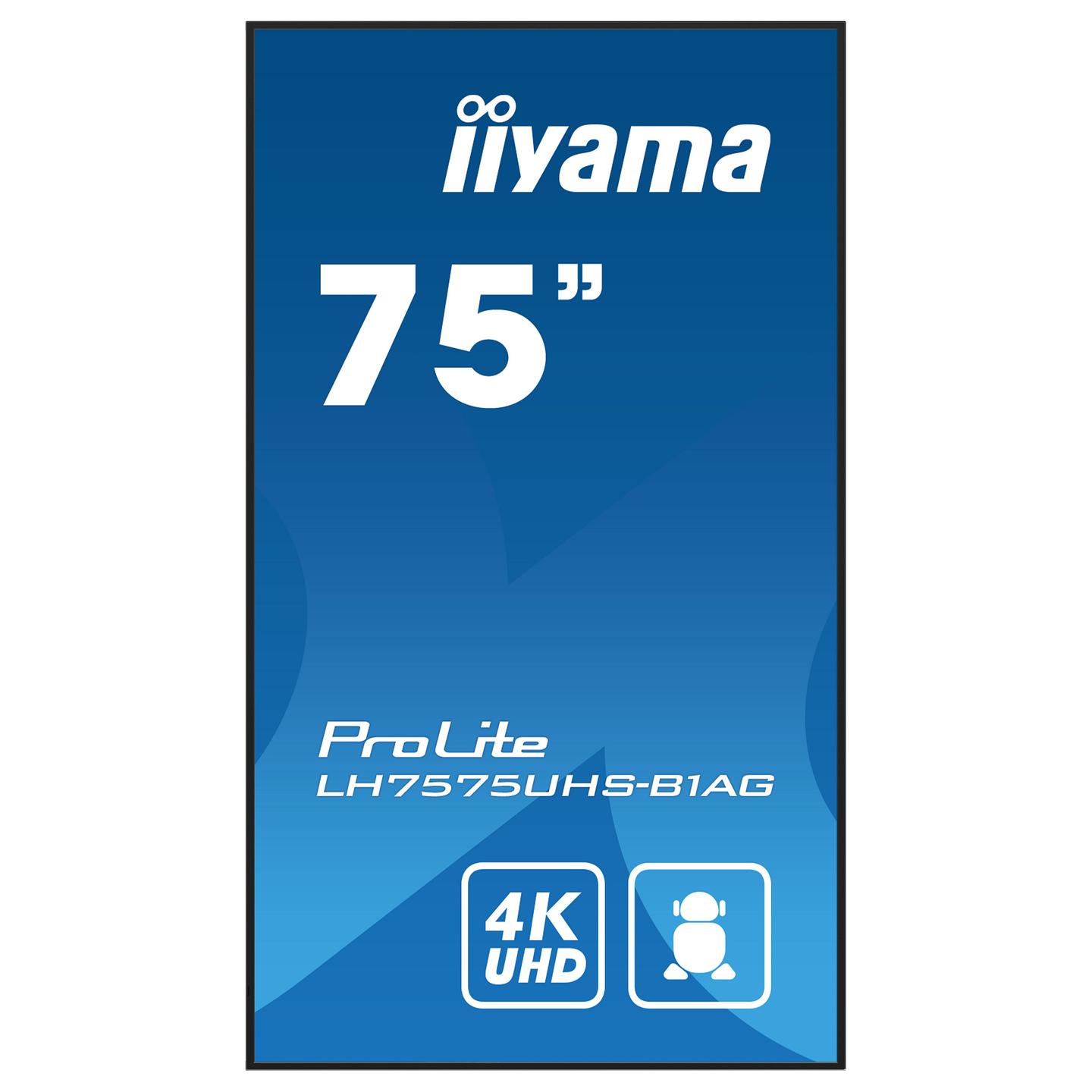 Digital Signage iiyama ProLite LH7575UHS-B1AG, 75", 4K UHD, IPS, 60Hz, 4GB, 32GB, 3× HDMI, DP, 2× USB - Zezë - 3