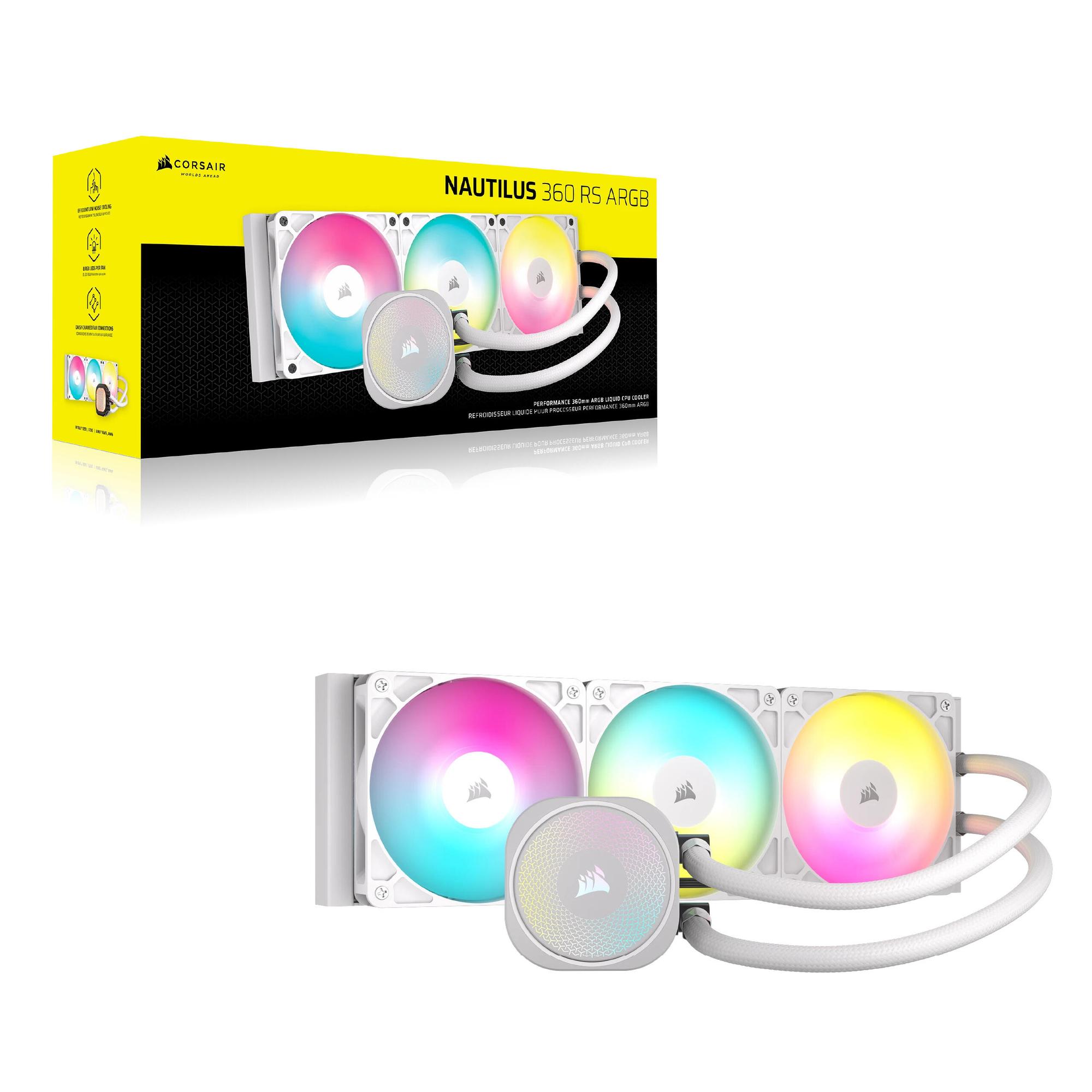 Ftohës me ujë për procesor Corsair NAUTILUS 360 RS ARGB / 360mm / 3x 120mm ARGB Fan / CW-9060095-WW – Bardhë - 3