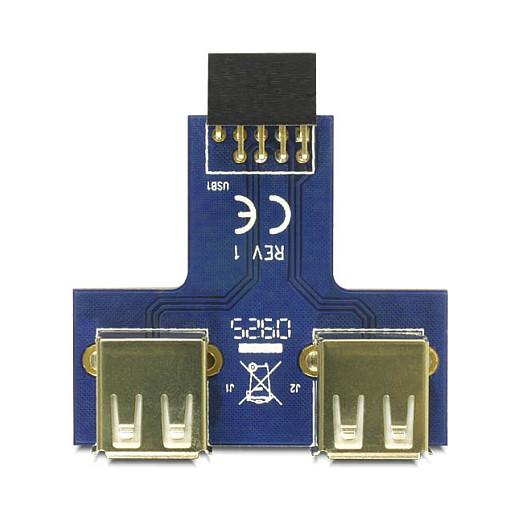 Adapter USB DeLOCK 41824, 9-Pin 2.54 mm në 2x USB 2.0 Type-A Femër - 3