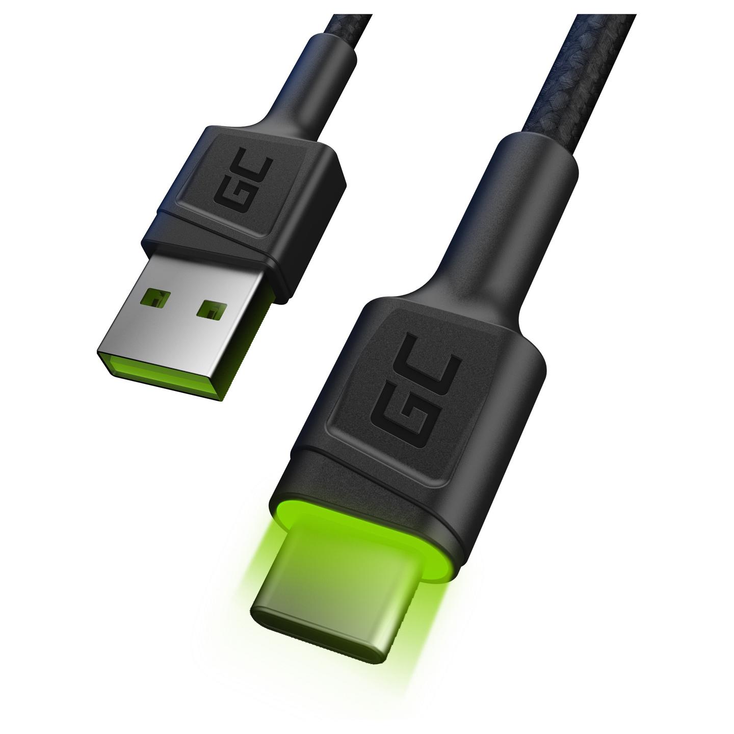 Kabllo USB Green Cell GC Ray KABGC13 / USB-A në USB-C / USB 2.0 / 18W / 2m - Zezë - 2