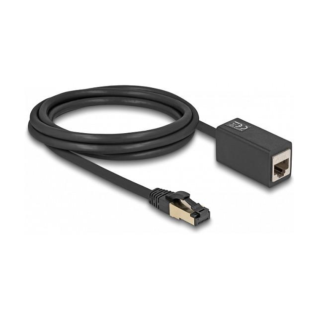 Kabllo për Rrjet DeLOCK 87106, RJ45 mashkull në RJ45 femër, Cat.8.1 S/FTP, deri në 40 Gbps, 2 m - Zezë