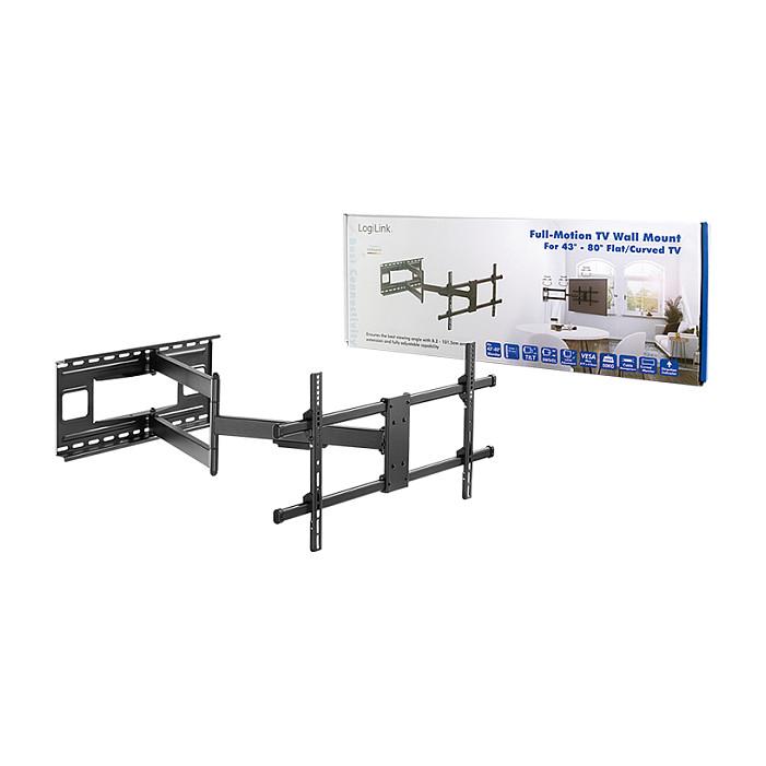 Mbajtëse për TV LogiLink BP0138 , 43–80" , deri 50kg , për mur , e pjerrët , e rrotullueshme , VESA 200x200–819x410 - Zezë - 9