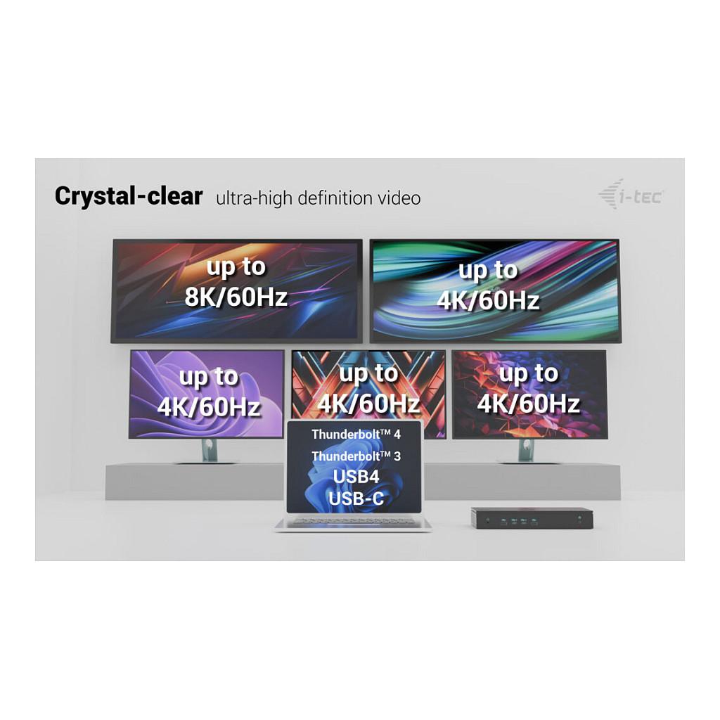 Docking Station i-tec CA5MONITORDOCKPD, 5x Monitor, 4K/60Hz, 2x HDMI, 2x DisplayPort, PD 100W, USB, 2.5GbE LAN - Zezë - 8
