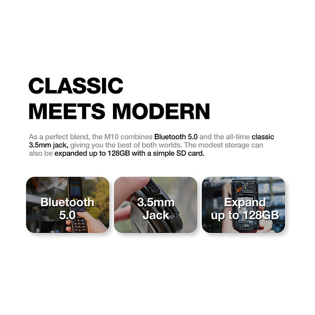 Telefon i thjeshtë AGM M10 4G / Dual SIM / 2.4" / IP68/IP69K / MIL-STD-810H / 1200mAh – Zezë - 6