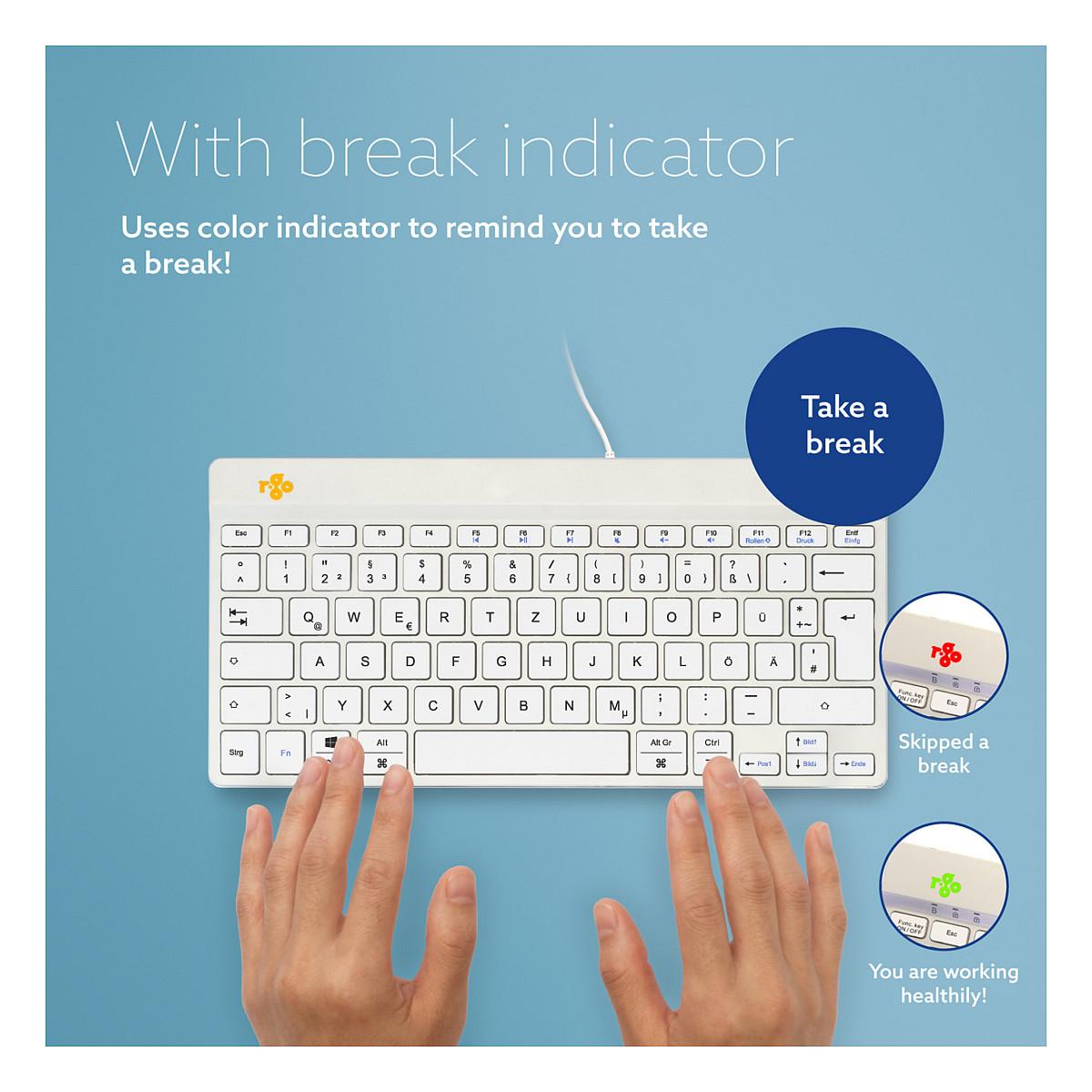 Tastierë me kabllo R-Go Tools R-Go Compact Break / QWERTZ / Scissor / USB / Mini - Bardhë - 9