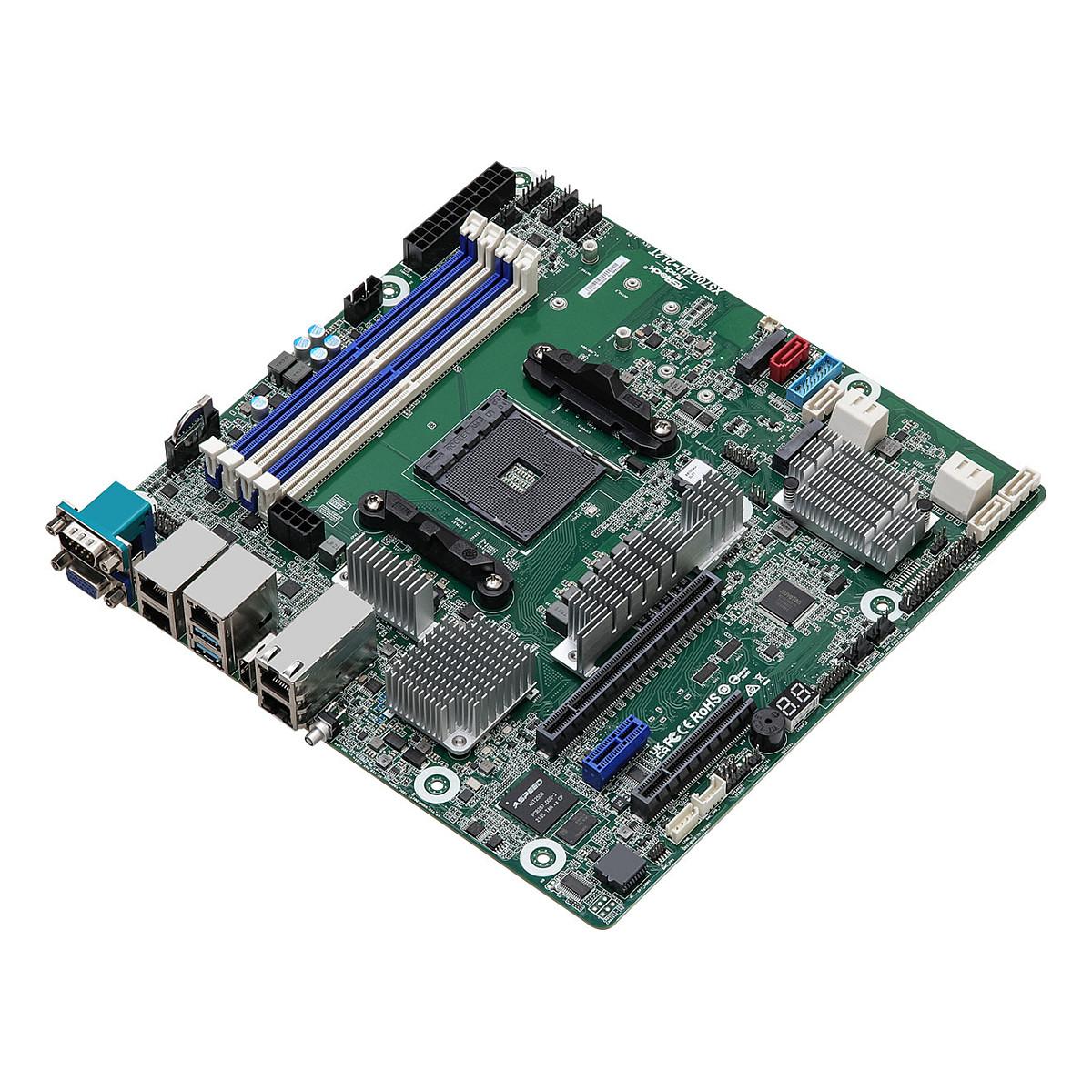 Pllakë Amë ASRock Rack X570D4U-2L2T/BCM, AM4, X570, DDR4 ECC/Non-ECC, mATX, 4× DIMM, Dual M.2, 8× SATA III, Dual 10GbE LAN, Dual Gigabit LAN, IPMI - 2
