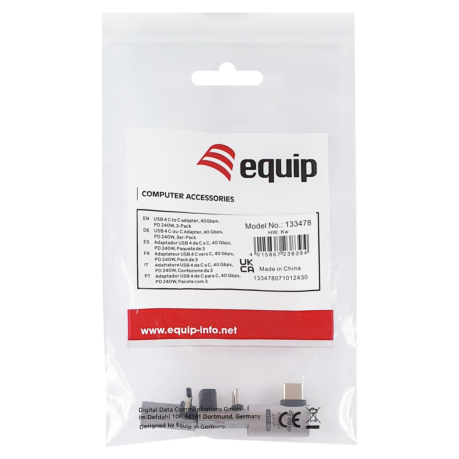 Adapter Equip USB 4.0 në USB-C / 40Gbps / 240W PD / Paketim 3 copë – Hiri - 6