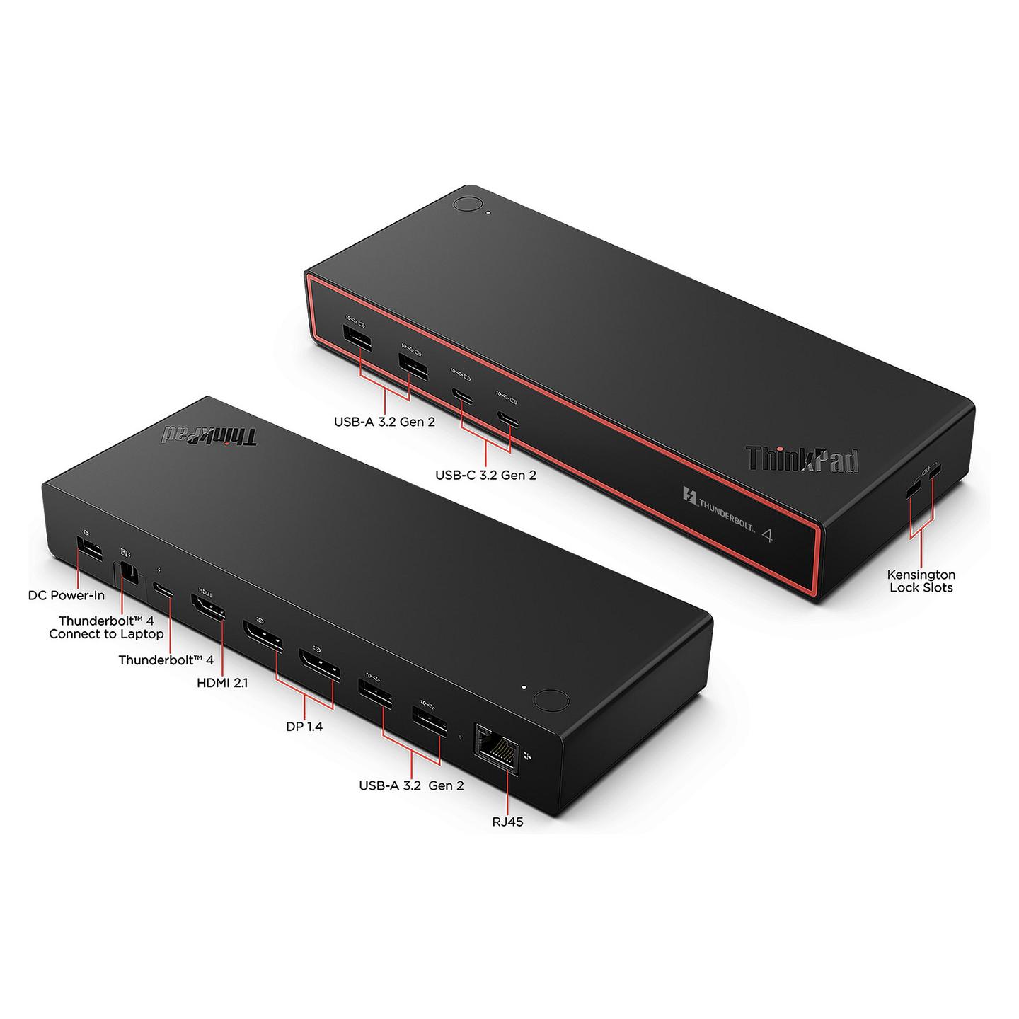 Docking Station Thunderbolt 4 Lenovo ThinkPad Dock Gen2 7000, 2× DisplayPort 1.4, HDMI 2.1, 2.5Gb Ethernet, 100W PD - Zezë - 10