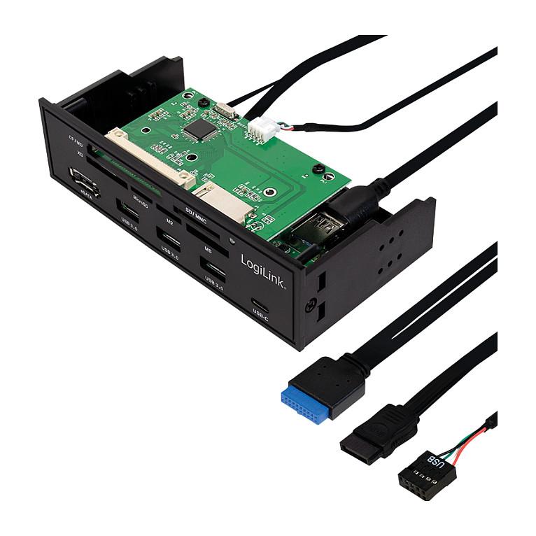 Splitter USB LogiLink UA0341 / 5.25" / 6x Card Reader / 3x USB-A + USB-C / eSATA / USB 3.2 Gen 1 / 5 Gbit/s - Zezë - 3