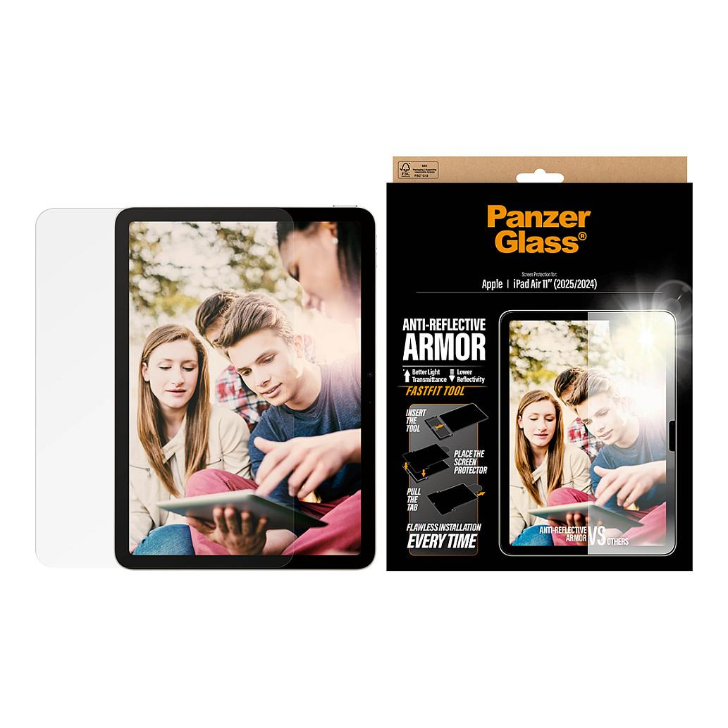 Mbrojtës Ekrani PanzerGlass Anti-Reflective Armor, iPad Air 11", 2024-2026, Ultra-Wide Fit, FASTFIT TOOL - Transparente - 2