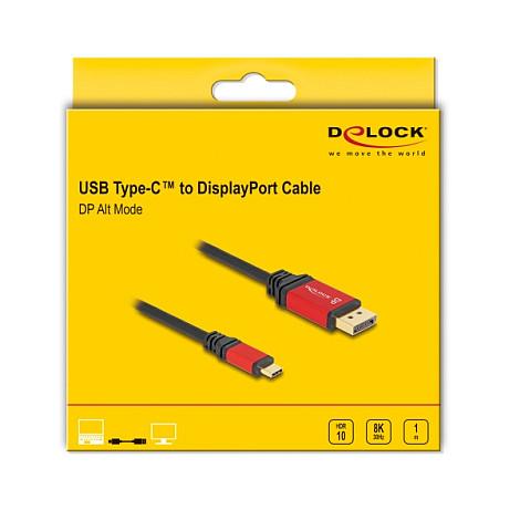 Kabllo DisplayPort DeLOCK 80092, USB-C Mashkull në DisplayPort Mashkull, DisplayPort 1.4, 1m, 8K 30Hz, 4K 144Hz, HDR10 - Zezë, Kuqe - 3