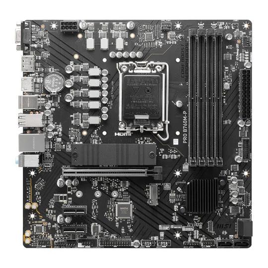Pllakë Amë MSI PRO B760M-P, Intel B760, LGA1700, DDR5, Micro-ATX, 2x M.2, PCIe 4.0, HDMI, DisplayPort, VGA, Gigabit LAN – Zezë - 2