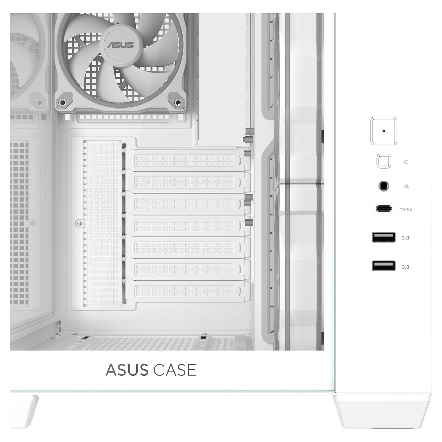 Kasë ASUS A32 Plus TG ARGB, Mid-Tower, ATX, Xham i Temperuar, 4x120mm ARGB, USB Type-C 10Gbps - Bardhë - 13