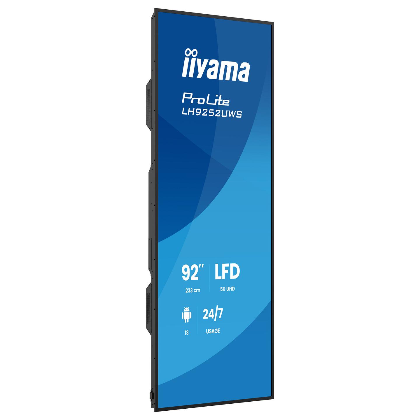 Digital Signage iiyama ProLite LH9252UWS-B1AG, 92", 5K UHD, VA, 21:9, 500cd/m², HDMI, DisplayPort, USB-C - Zezë - 4