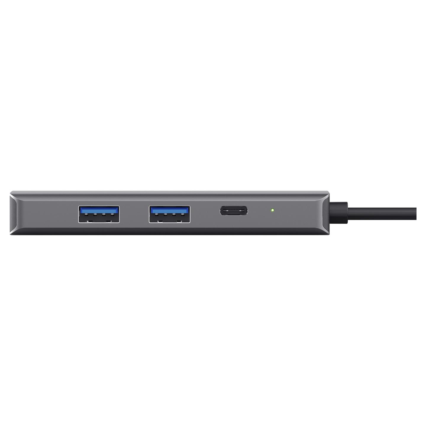 Hub USB-C Trust Dalyx 24968, 6-në-1, HDMI 4K, Gigabit Ethernet, 2x USB-C, 2x USB-A, Power Delivery 100 W - Argjendtë - 7