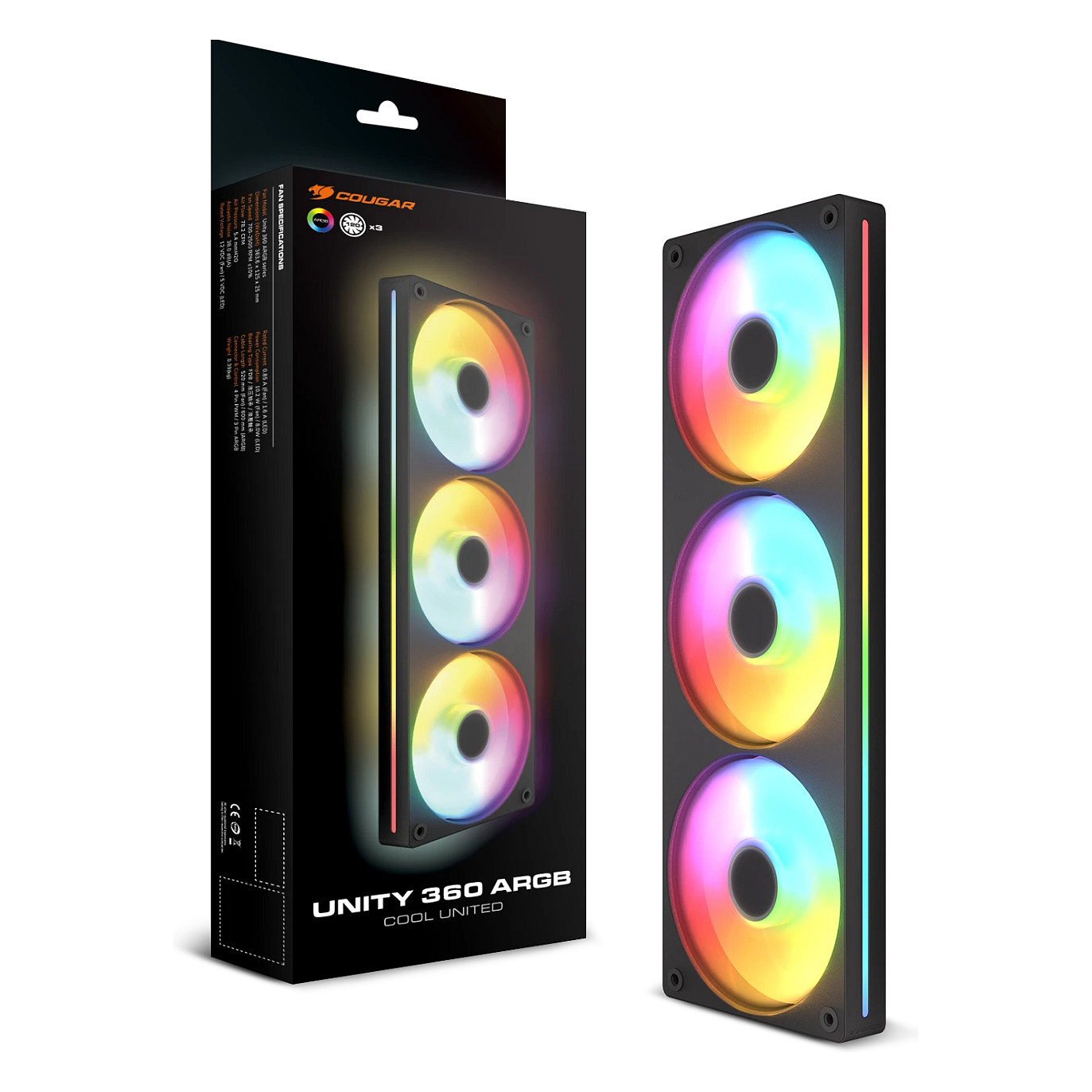 Ftohës për Kasë COUGAR Unity360-RB / 360mm / 700-1600 RPM / ARGB / PWM / Reverse – Zezë - 4