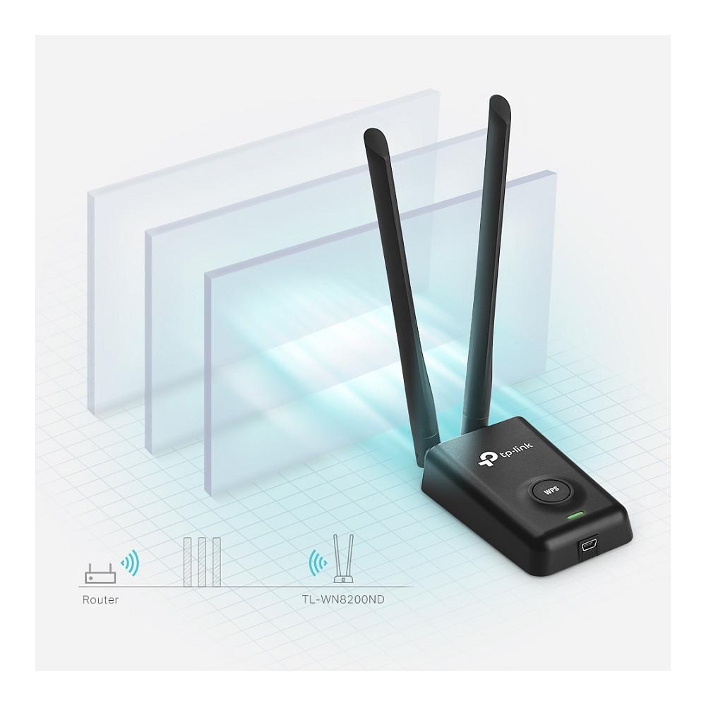 Adapter Rrjeti WLAN USB TP-Link TL-WN8200ND / USB 2.0 / 2.4GHz / 300Mbps / Wi-Fi 4 802.11n / 2x Antenë omnidirectional 5 dBi RP-SMA - Zezë - 5