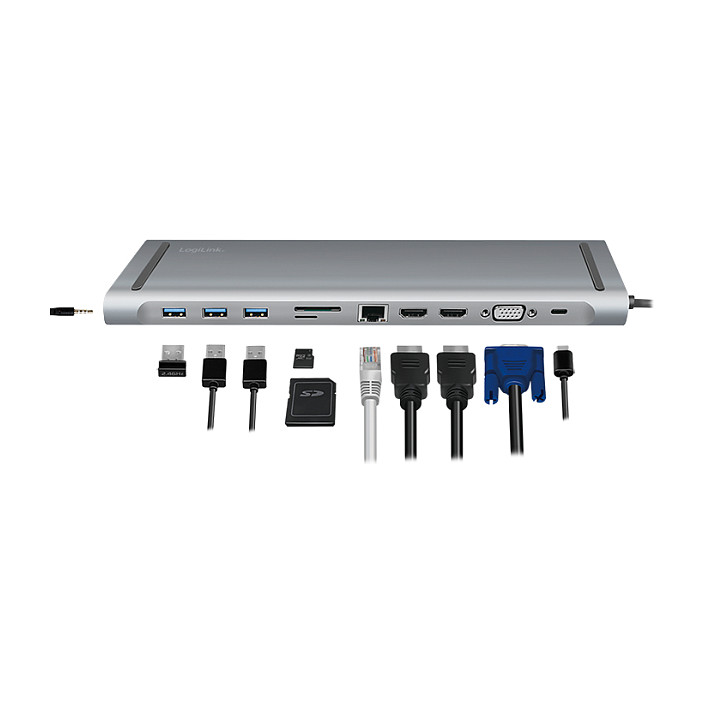 Docking Station LogiLink UA0373 / 2x HDMI + 1x VGA / 3x USB-A / 1x USB-C PD 100W / 1GbE / SD+microSD / Audio – Argjend - 5
