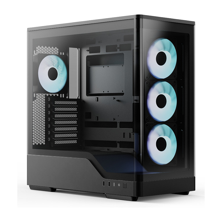 Kasë PC Aerocool P500A / Midi Tower / ATX / 3x 120mm + 1x 120mm ARGB Fan / Tempered Glass - Zezë