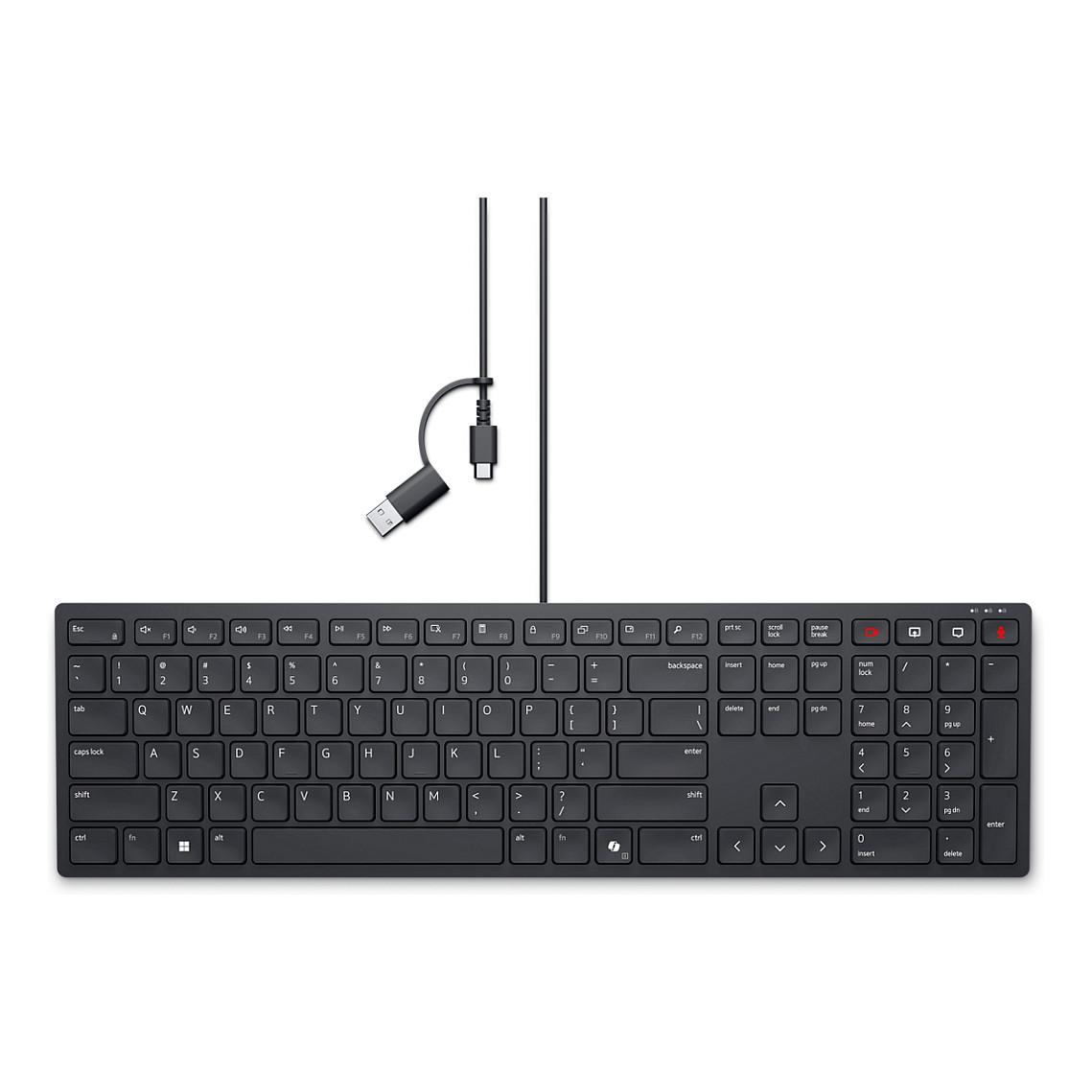 Tastierë me kabllo Dell Pro Silent KB525C, USB-C, USB-A, 15 Butona – Zezë