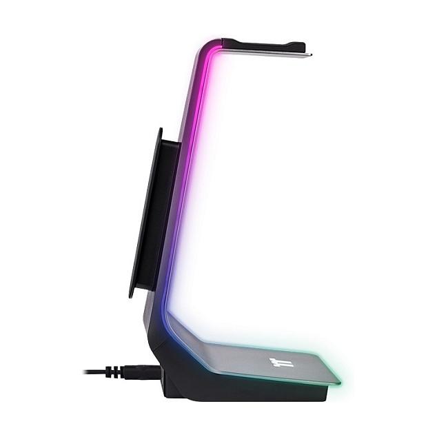 Mbajtëse për kufje gaming Thermaltake ARGENT HS1 RGB, alumin, ndriçim RGB, 2 porta USB 3.0, dalje audio 3.5 mm, bazë kundër rrëshqitjes - Gri, Zezë - 4