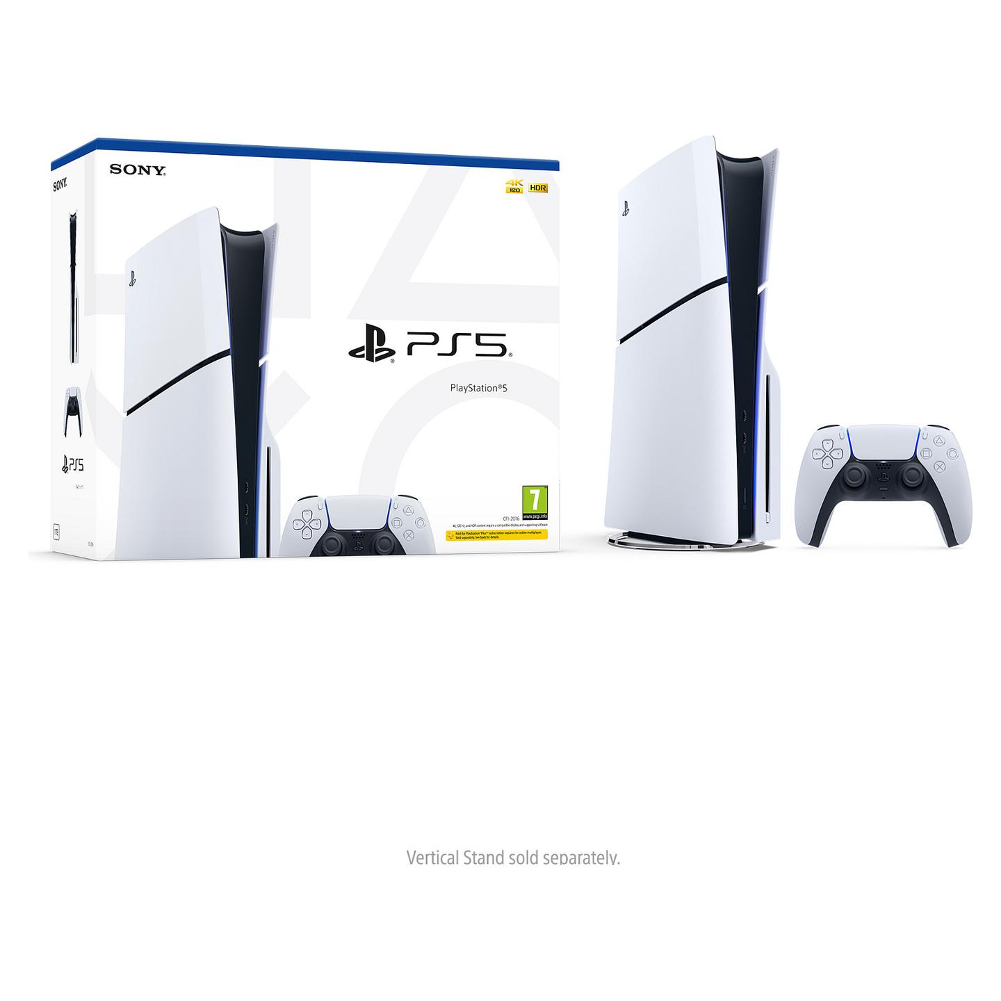 Sony PlayStation 5 Slim, Disc Edition, 1TB SSD, 8K, 120Hz, 1× DualSense - Bardhë/Zezë - 3