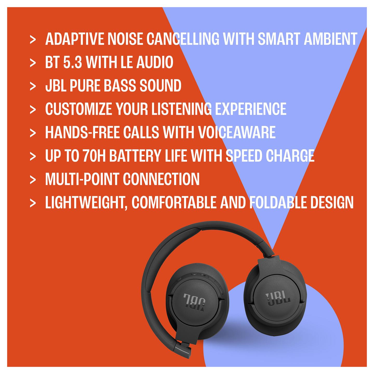 Kufje pa kabllo JBL Tune 770NC / Wireless / Bluetooth / Adaptive Noise Cancelling / 40 mm - Zezë - 9