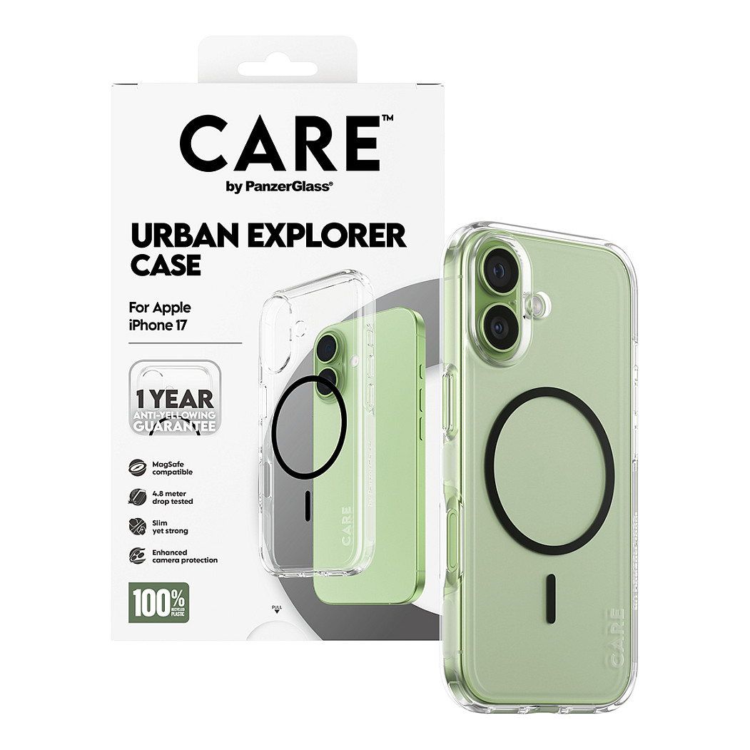 PanzerGlass CARE™ by ® Urban Explorer Case Transparent w. Black MagSafe iPhone 17 mobile phone case - 5