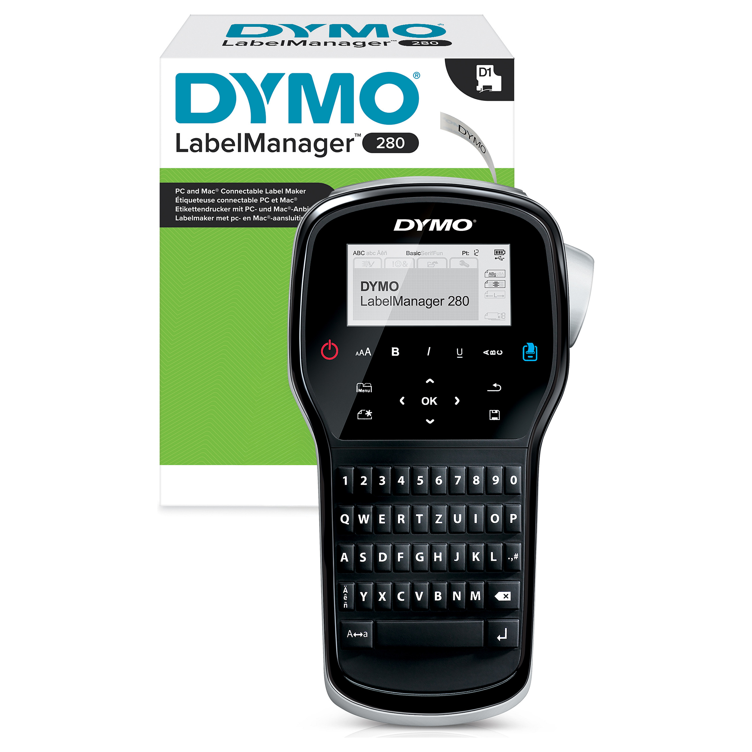 Printer Label DYMO LabelManager 280 QWZ / Thermal Transfer / 180 × 180 DPI / 15 mm/s - Zezë/Argjend - 2