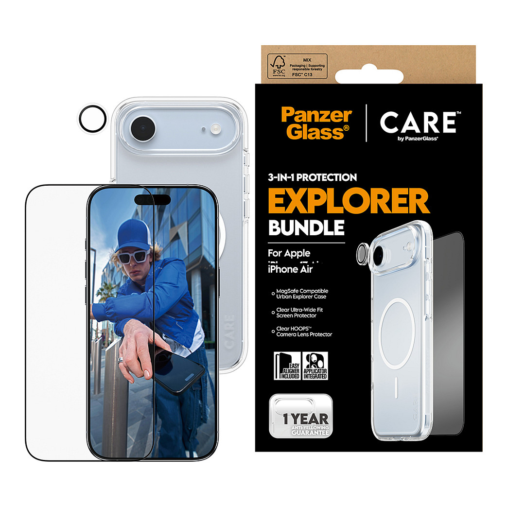 Aksesorë për telefon CARE by PanzerGlass 3-in-1 Flagship Explorer Bundle / Case + Screen Protector + Hoops / MagSafe / iPhone Air - Transparente - 2