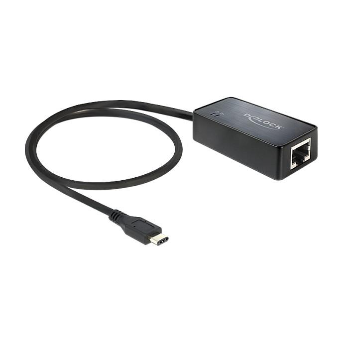 Adapter Rrjeti USB Delock 62642 / USB Type-C në Gigabit LAN RJ45 / 10/100/1000Mbps / USB 5Gbps / ASIX AX88179 - Zezë - 2