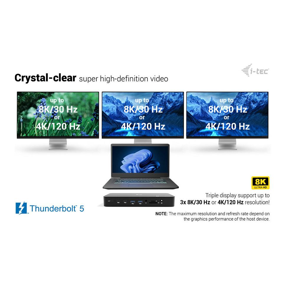 Docking Station i-tec TB5TRIPLEDOCKM2PD / 2x Thunderbolt 5 / 4x USB-A / 2x USB-C / DisplayPort / 2.5GbE / M.2 NVMe / SD-microSD / 140W PD – Zezë - 7