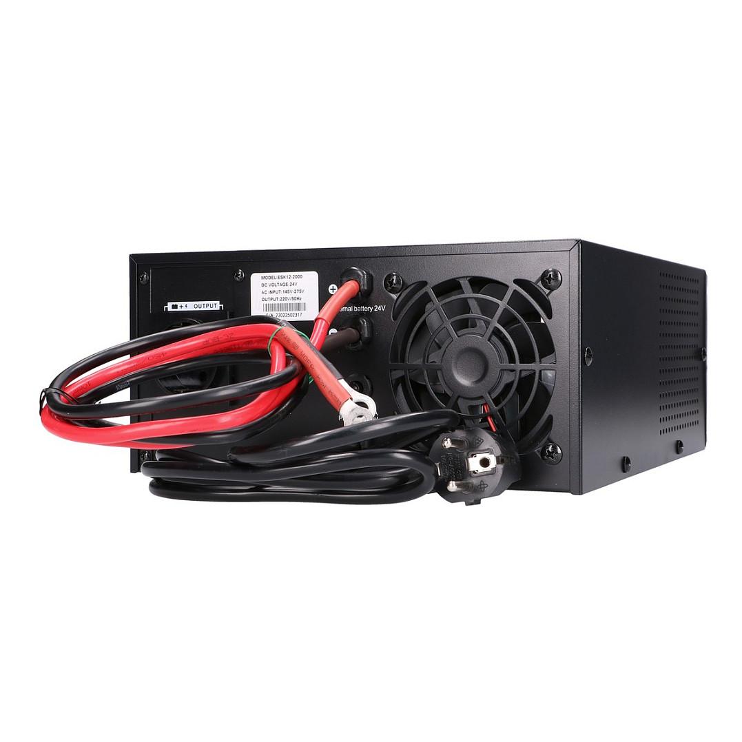 Inverter Extralink Piorun EX.31148, 24 V, 2000 VA, 1600 W, Sinus i pastër - Zezë - 8