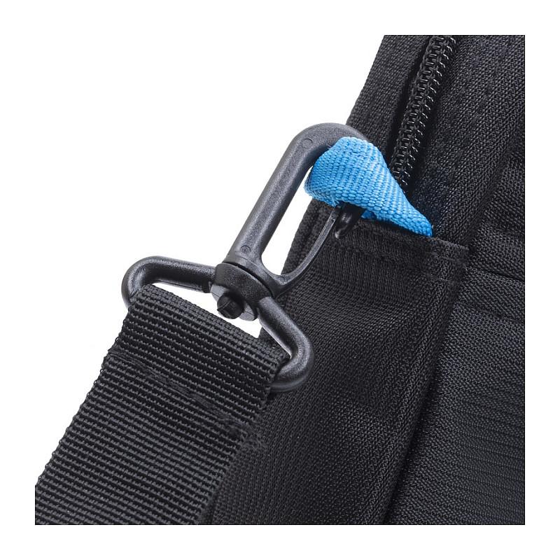 Çantë për Laptop RIVACASE Regent 8027, 14", Poliester Rezistent ndaj Ujit, Ndarje e Mbushur, Xhep i Përparmë, Rrip Shpatulle i Rregullueshëm – Zezë/Blu - 5