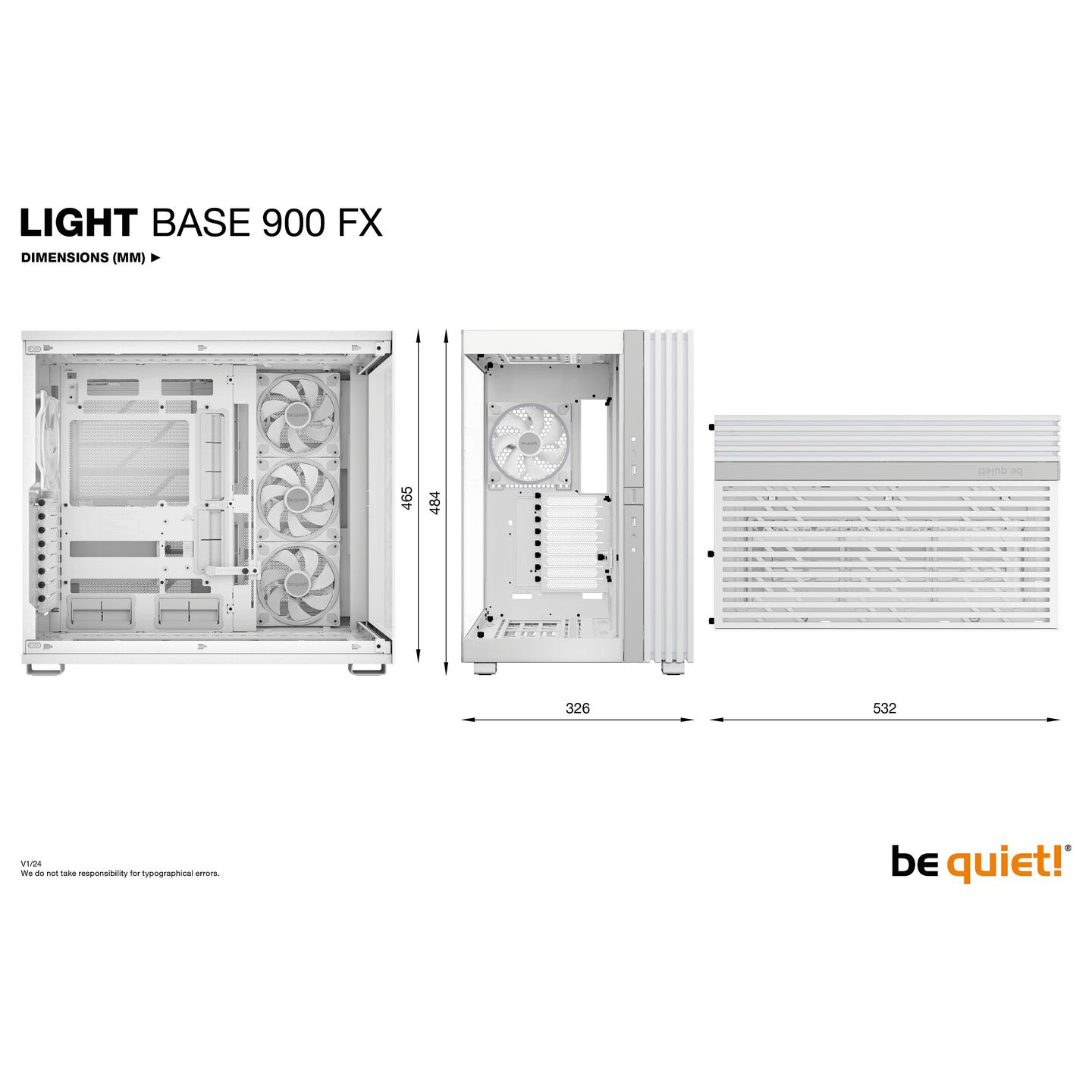 Kasë PC be quiet! LIGHT BASE 900 FX / Full Tower / E-ATX + XL-ATX + ATX / 3x 140mm + 1x 140mm ARGB Fan / Tempered Glass - Bardhë - 10