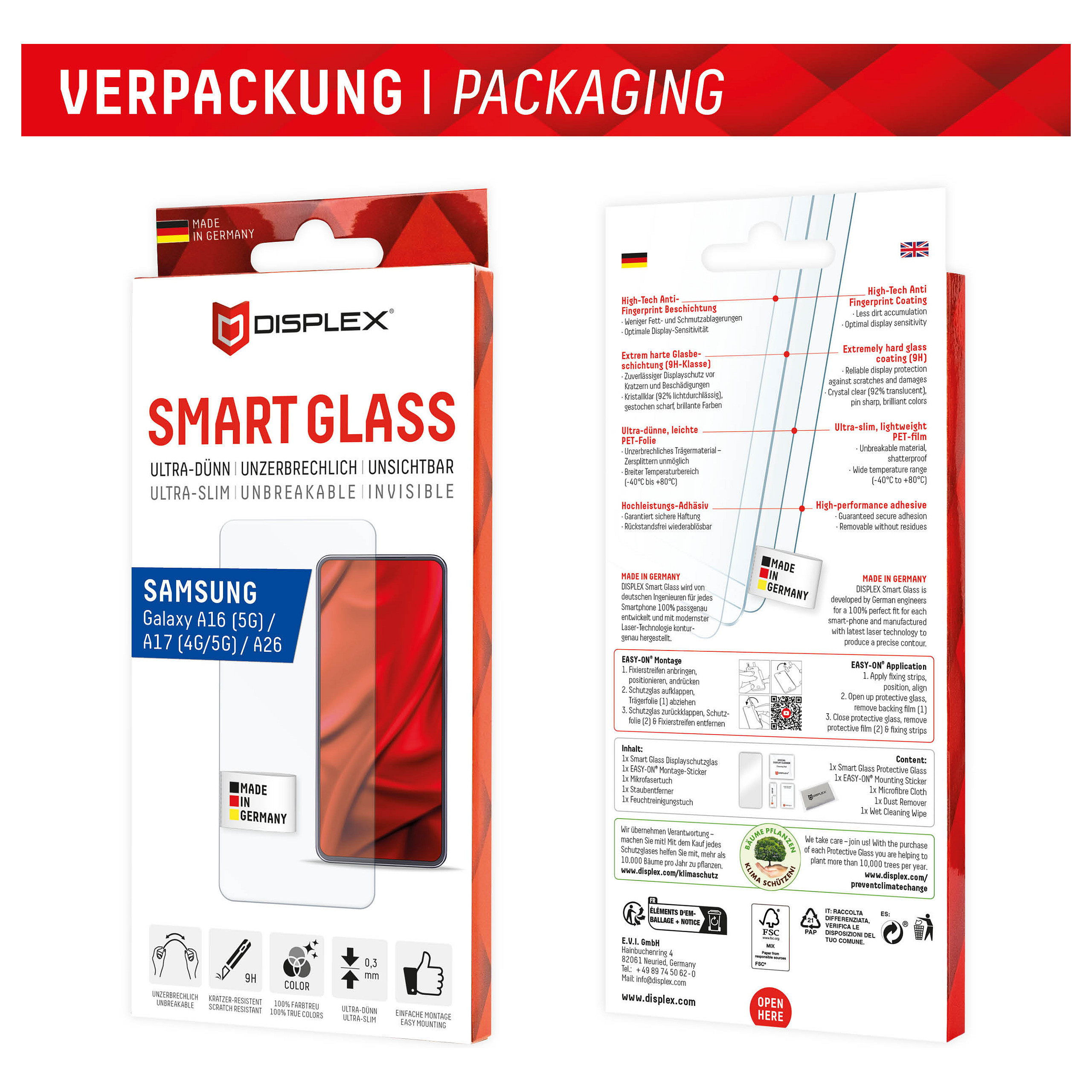 Mbrojtëse për ekran Displex 02072 / Samsung Galaxy A26 / Galaxy A16 5G / Galaxy A17 4G/5G / Smart Glass 9H – Transparente - 6