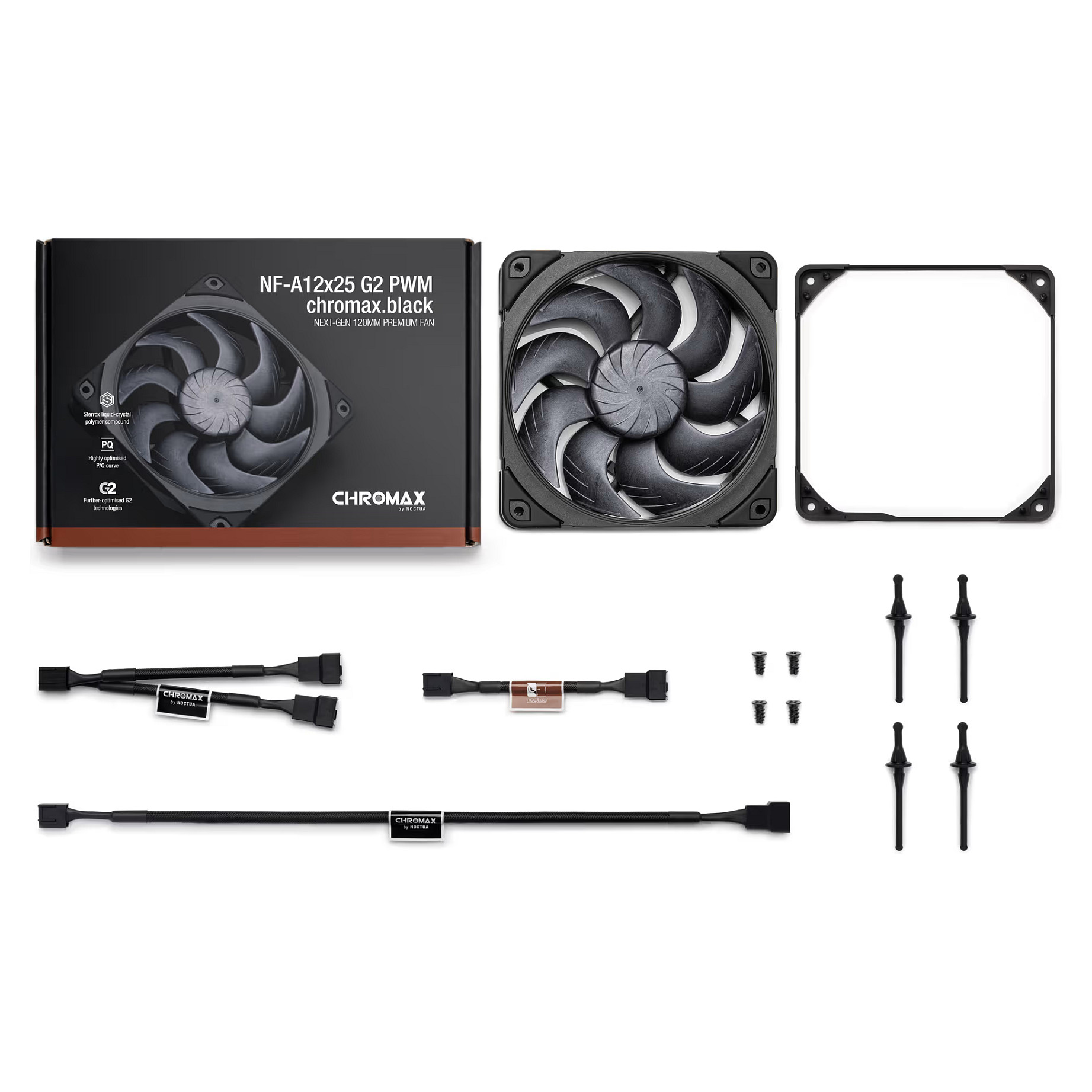 Ftohës për Kasë Noctua NF-A12x25 G2 PWM chromax.black / 120mm / 0-1800 RPM / PWM – Zezë - 5