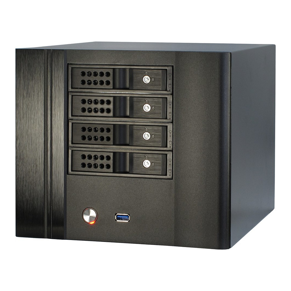Kasë PC Inter-Tech IPC SC-4004 / USFF / Mini-ITX / 4x Hot-Swap 2.5"/3.5" / 1x 120mm Fan - Zezë - 3