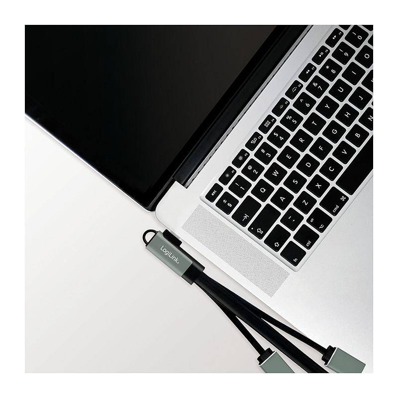 Splitter USB LogiLink UA0361 / USB-C / 3x USB / 90° - Zezë/Gjelbër - 3