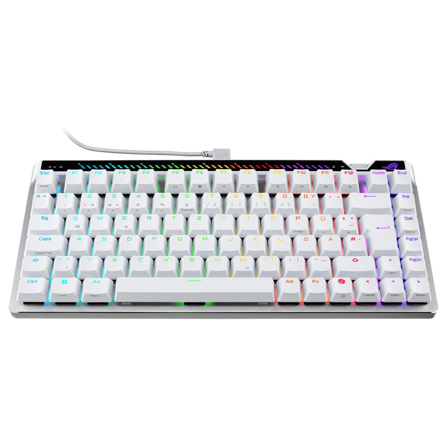 Tastierë Gaming ASUS ROG Falchion Ace 75 HE / Wired / QWERTZ (DE) / 75% / ROG HFX Magnetic / USB-C / 8000 Hz / RGB – Bardhë - 3