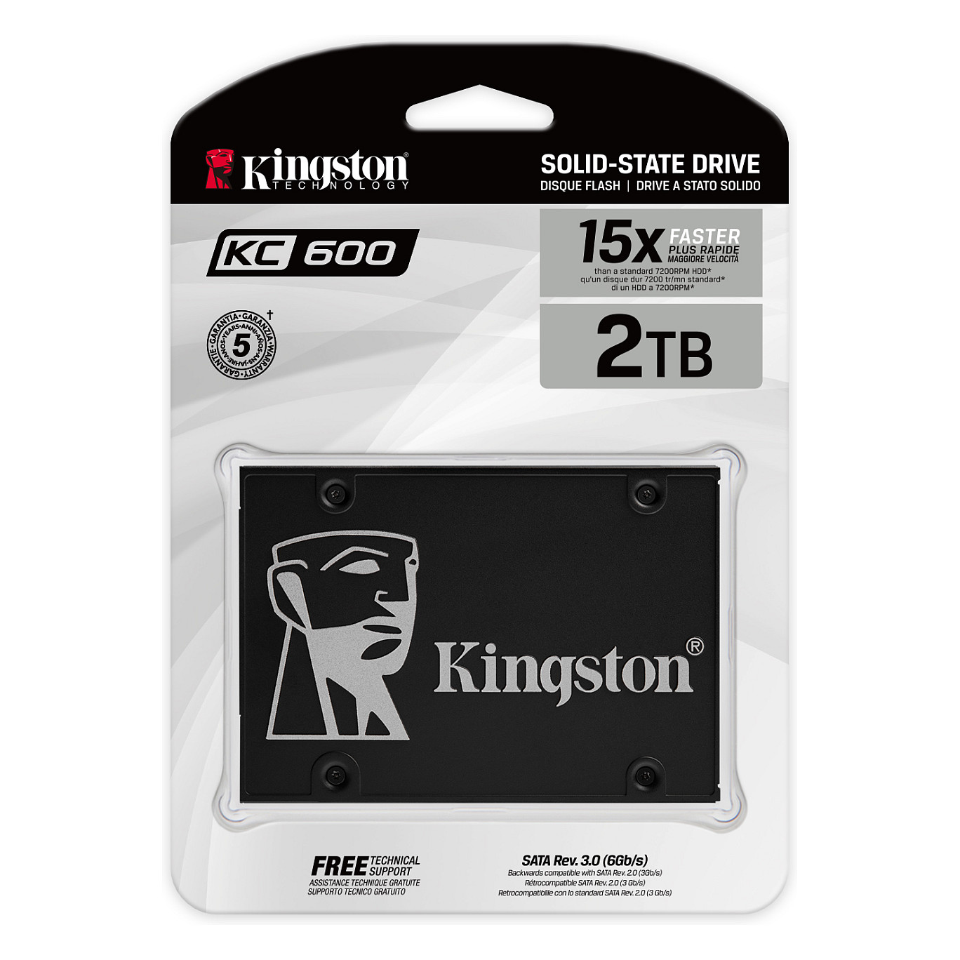 SSD e Brendshme Kingston KC600 SKC600/2048G / 2TB / 2.5" / SATA III 6Gb/s / 550MB/s Read / 520MB/s Write / 3D TLC / AES-XTS 256-bit - 2