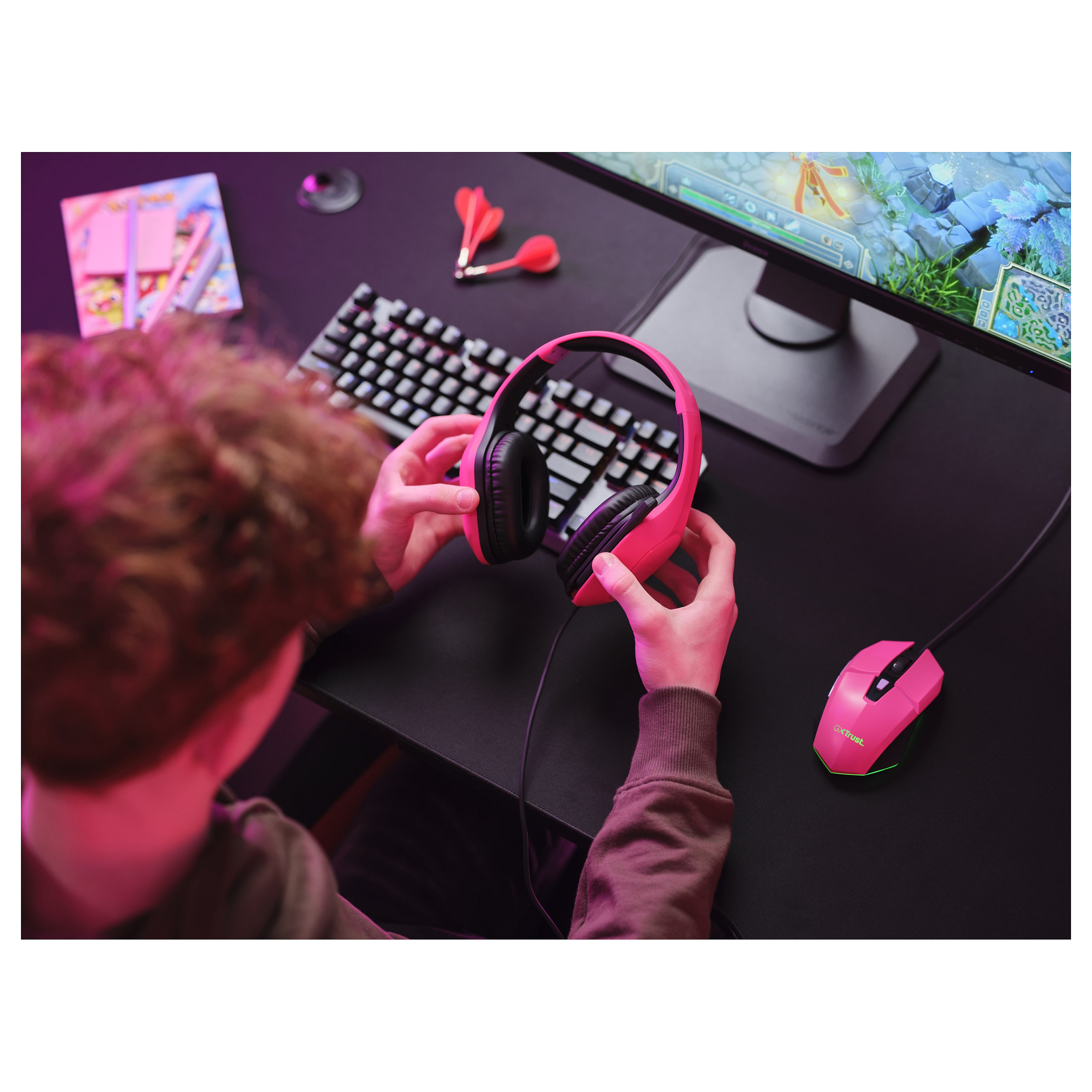 Kufje Gaming Trust GXT 415P Zirox / Wired / Over‑Ear / 50 mm / 3.5 mm / Mikrofon / 2 m – Rozë - 8