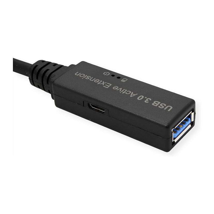 Kabllo Zgjatuese USB ROLINE 12.04.1065, USB-C Mashkull në USB-A Femër, USB 3.2 Gen 1, 5 Gbps, 5 m – Zezë - 2