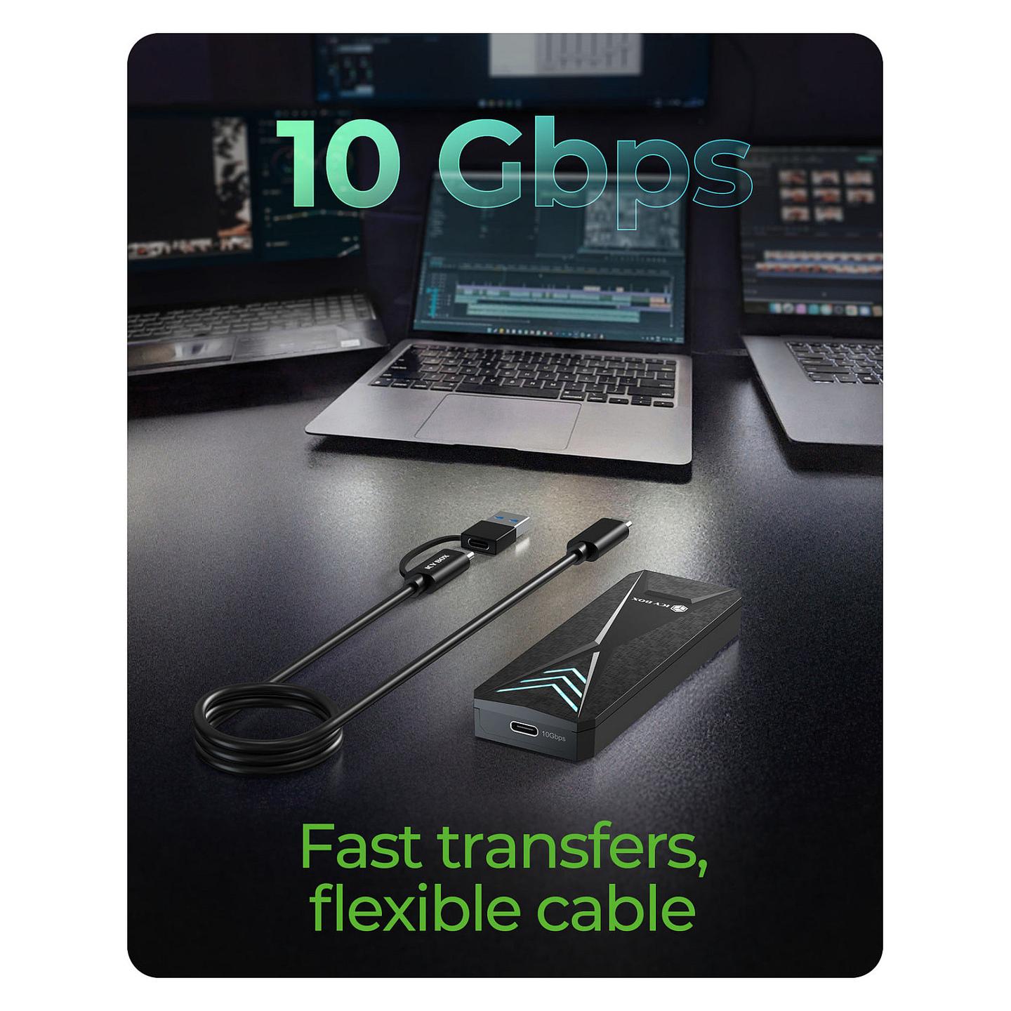 Këllëf për Disqe ICY BOX IB-1805ML-CU31, M.2 NVMe, PCIe, USB 3.2 Gen 2, 10Gbps, deri në 2TB, RGB - Zezë - 4