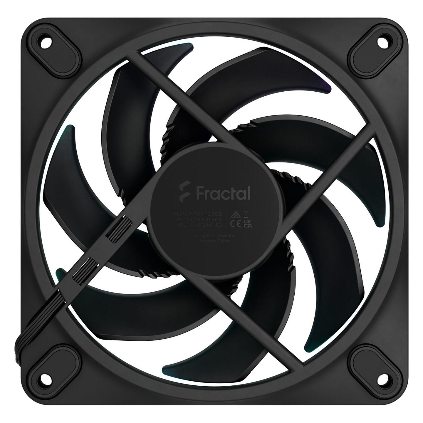 Ftohës për Kasë Fractal Design Momentum 12 RGB / 120mm / PWM / ARGB Gen 2 / 350–2200 RPM – Zezë - 5