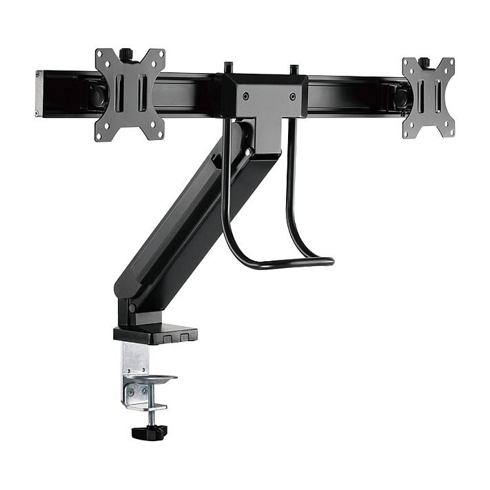 Mbajtëse për Monitor LogiLink BP0102 / 2 Monitorë / 17–27" / deri 6,5kg për Monitor / Gas Spring / VESA 75x75 & 100x100 / Rotacion 360° - Zezë